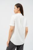  Áo sơ mi nữ ngắn tay cổ trụ nẹp giấu khuy vải poplin nhăn 