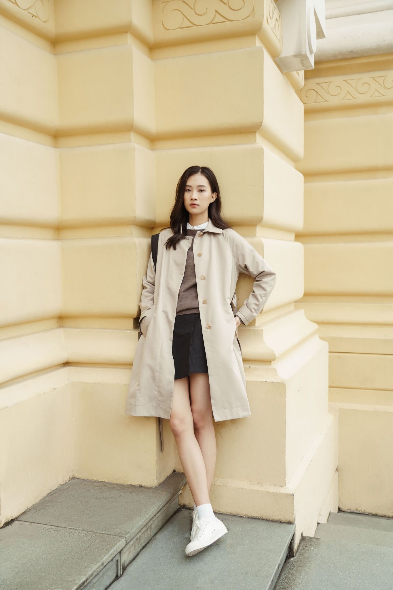  Áo trench coat nữ dáng rộng 