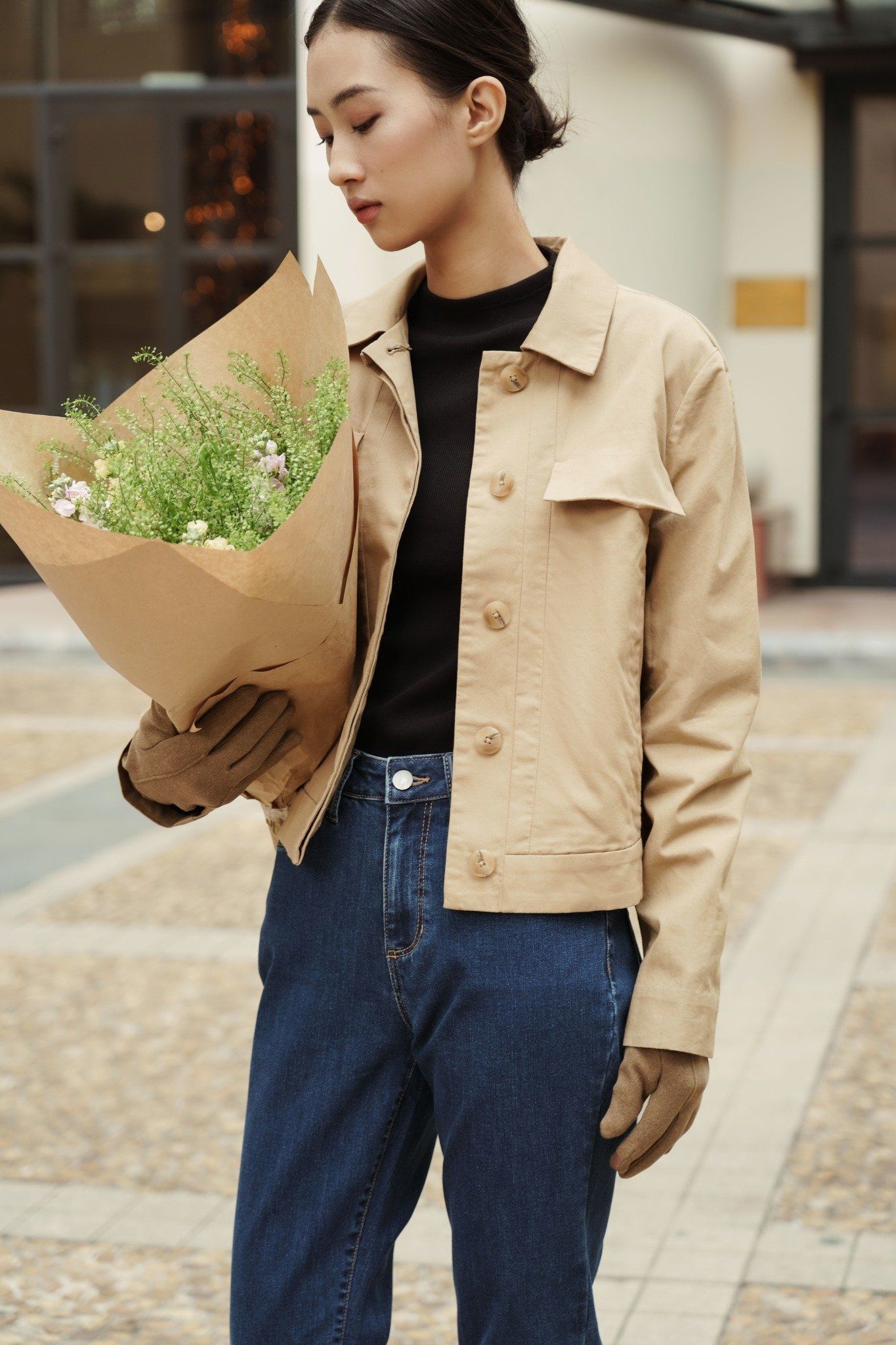  Áo khoác nữ vải khaki 