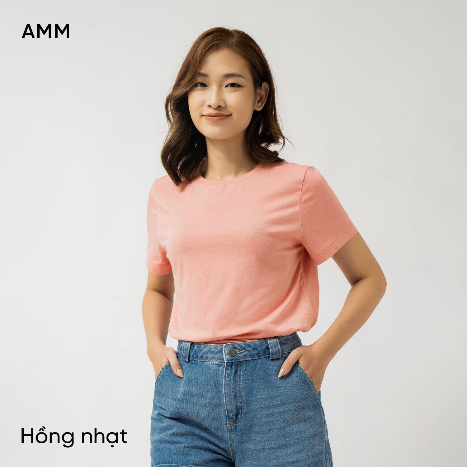  Áo phông nữ ngắn tay dáng vừa vải cotton hữu cơ 