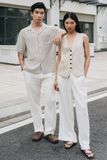  Quần nam cạp chun linen 