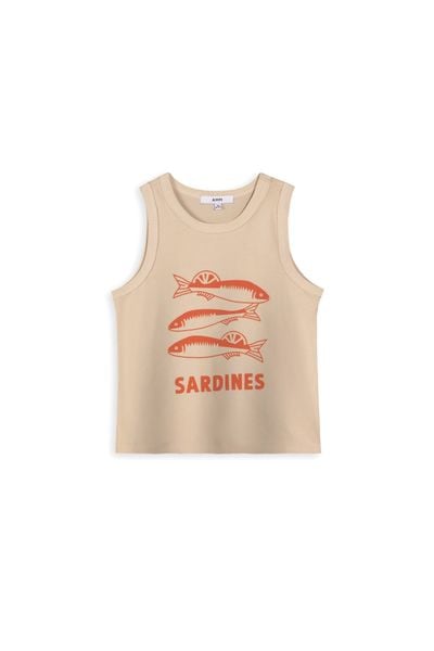  Áo ba lỗ bé trái dáng regular in hình cá vải cotton hữu cơ 
