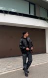 Áo bomber giả da dáng oversize 