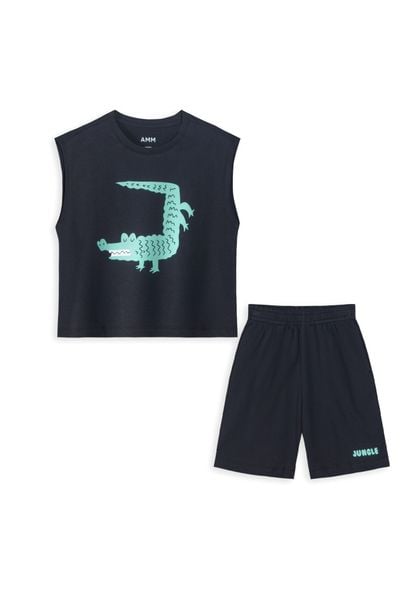  Bộ quần áo ở nhà bé trai in hình động vật dáng regular 
