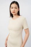  Váy cổ tròn dáng dài vải rib 