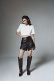  Quần short nữ vải giả da 