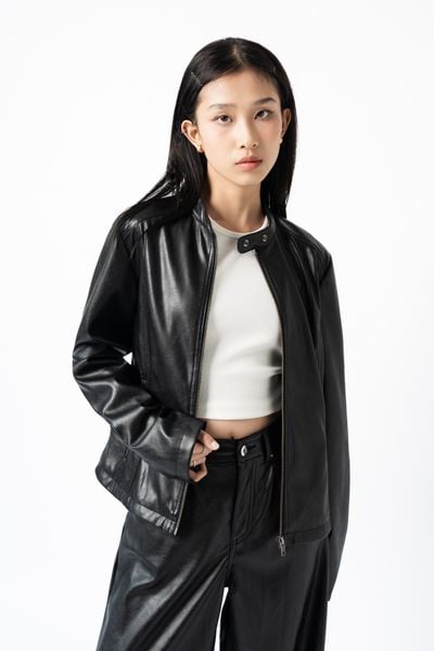  Áo khoác giả da nữ kiểu biker 