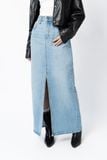  Chân váy denim nữ dáng dài xẻ trước 