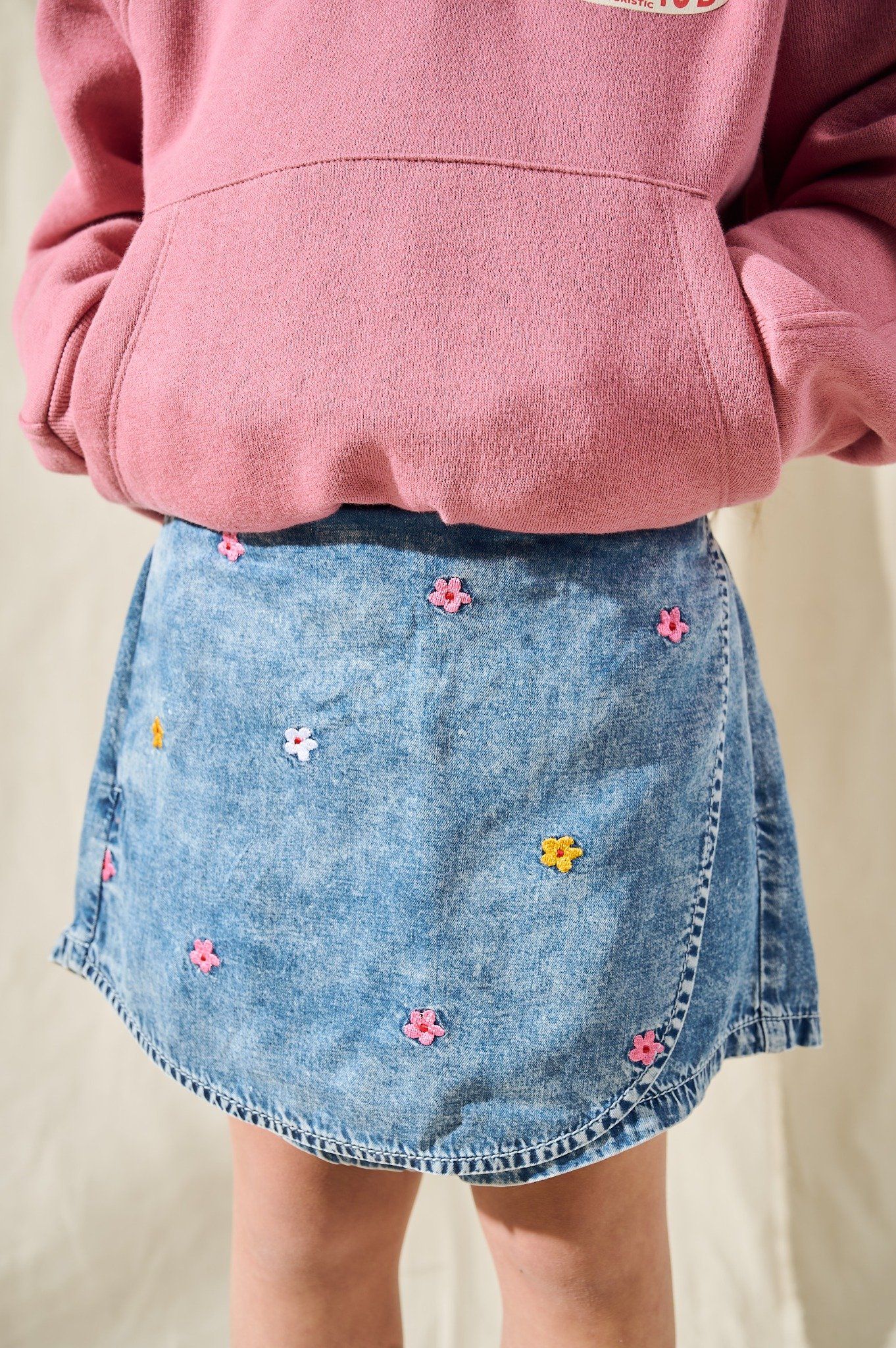  Chân váy wrap denim bé gái 