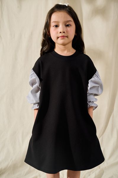  Đầm bé gái dáng suông phối tay vải Poplin 