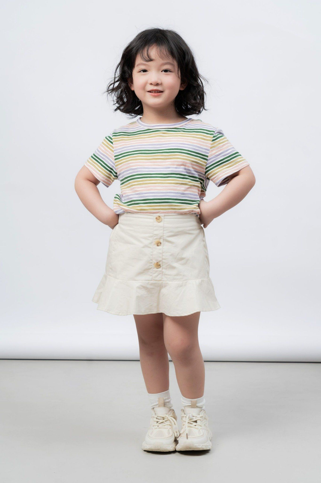  Áo phông trẻ em kẻ dáng basic 