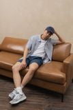  Quần shorts nam vải cotton dây rút 