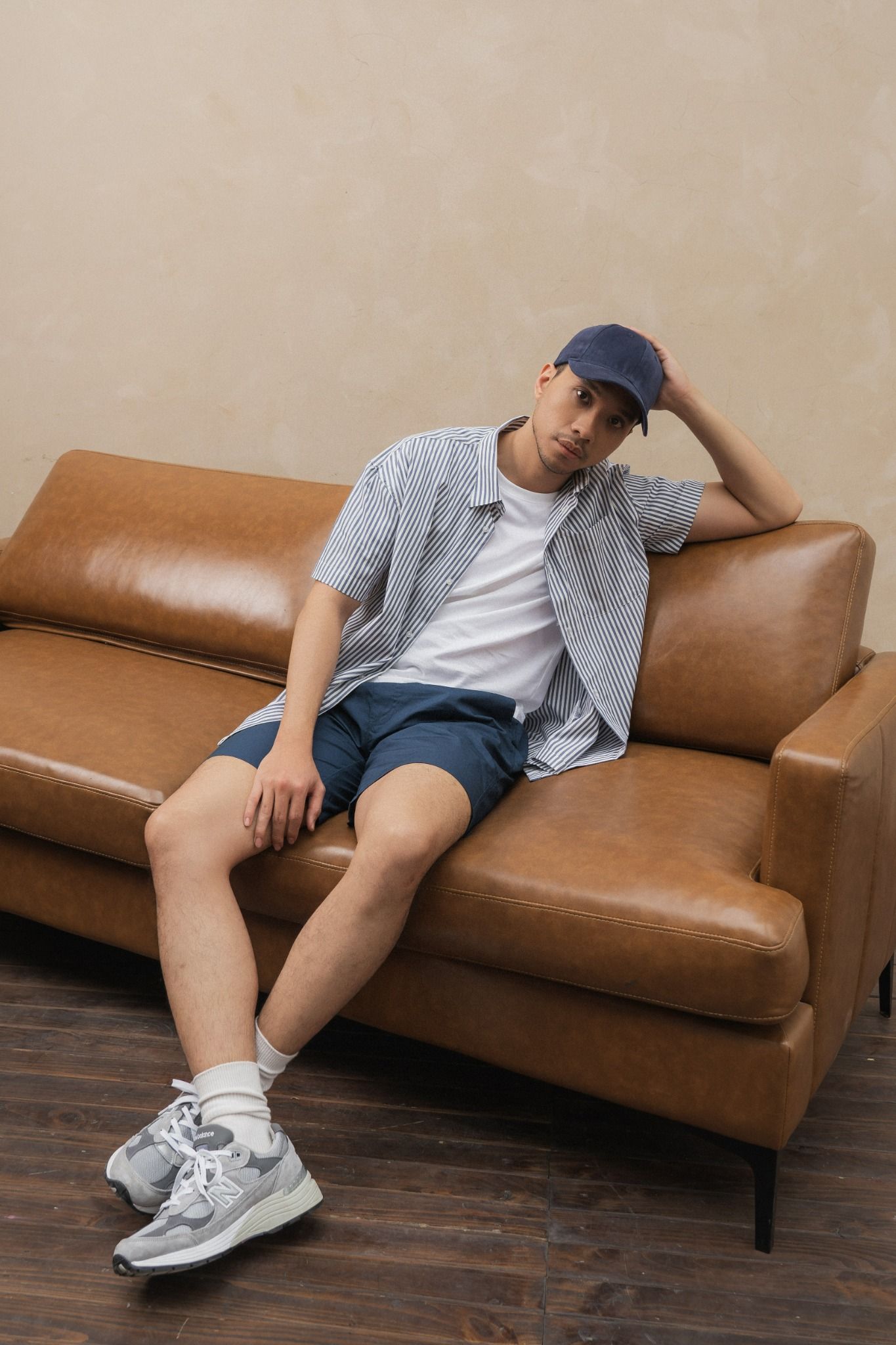 Quần shorts nam vải cotton dây rút 