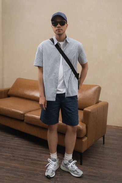  Quần shorts nam vải cotton dây rút 