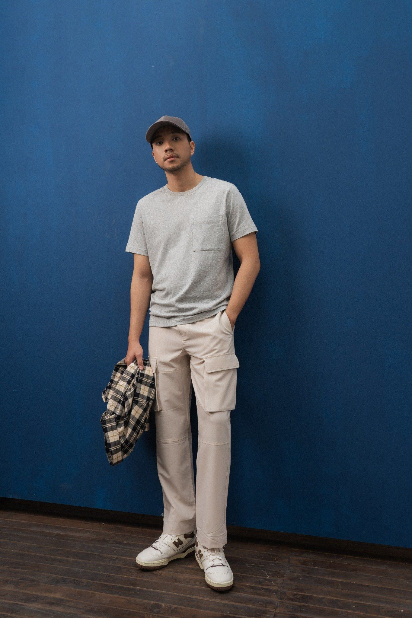  Áo phông nam có túi vải cotton hữu cơ 