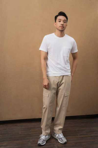  Áo phông nam có túi vải cotton hữu cơ 
