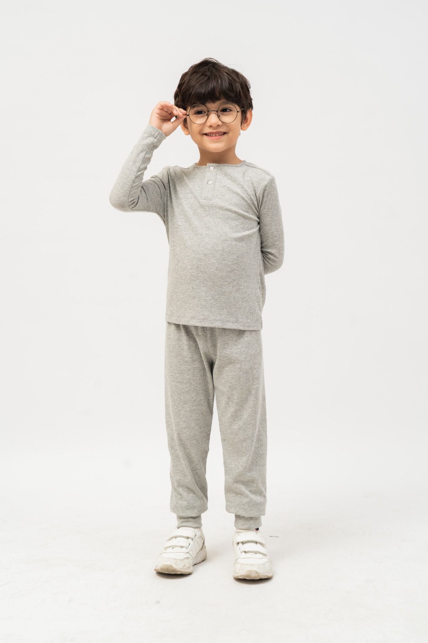  Áo dài tay trẻ em vải rib cài khuy 