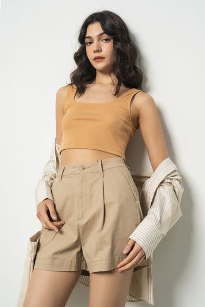  Quần shorts nữ vải khaki dáng chữ A 