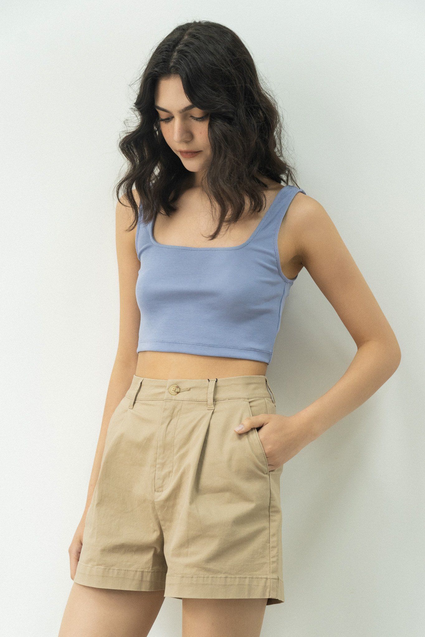  Quần shorts nữ vải khaki dáng chữ A 