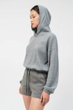  Áo hoodie nữ dáng lửng vải waffle 