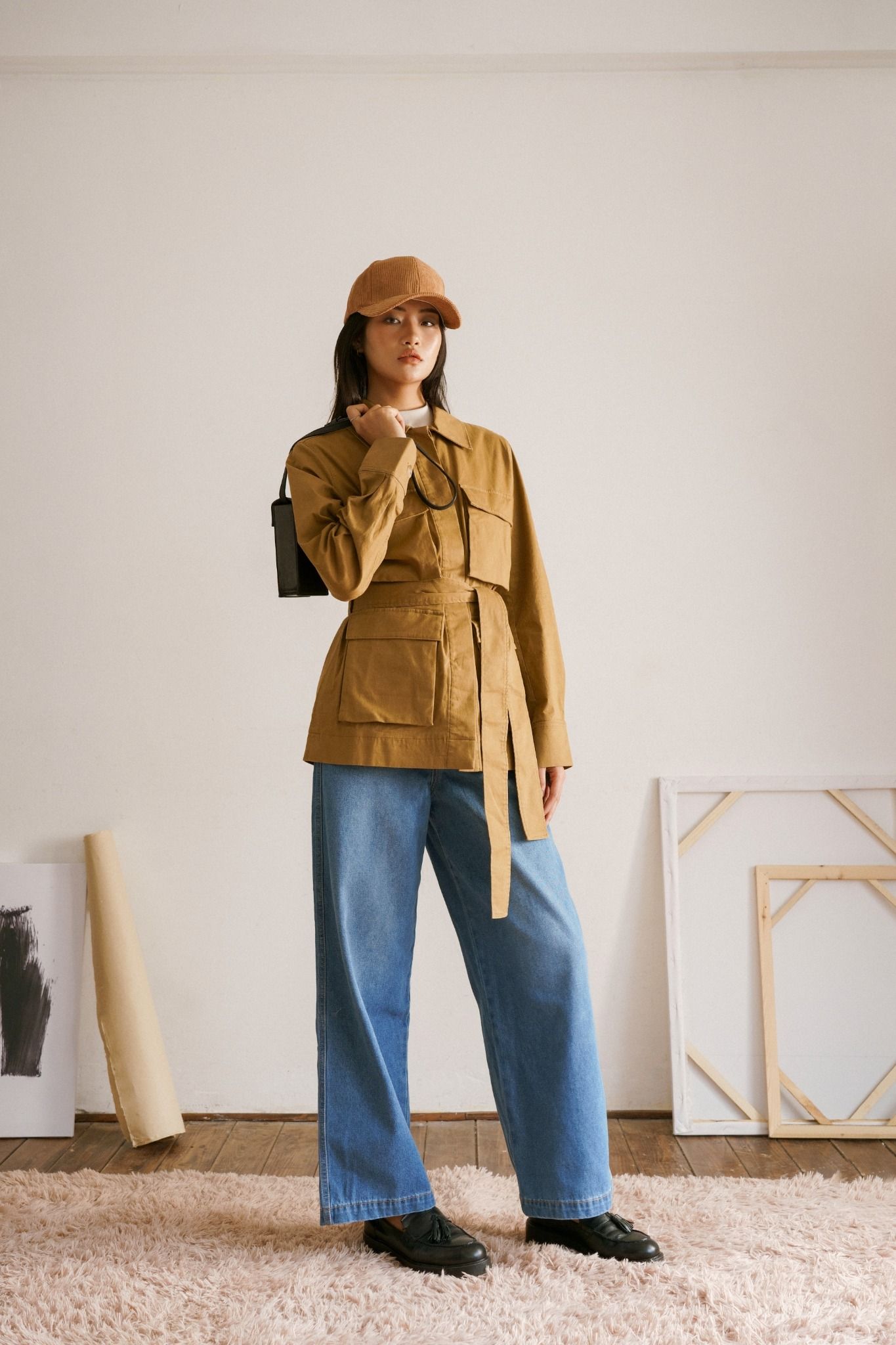  Áo khoác nữ vải khaki túi hộp 