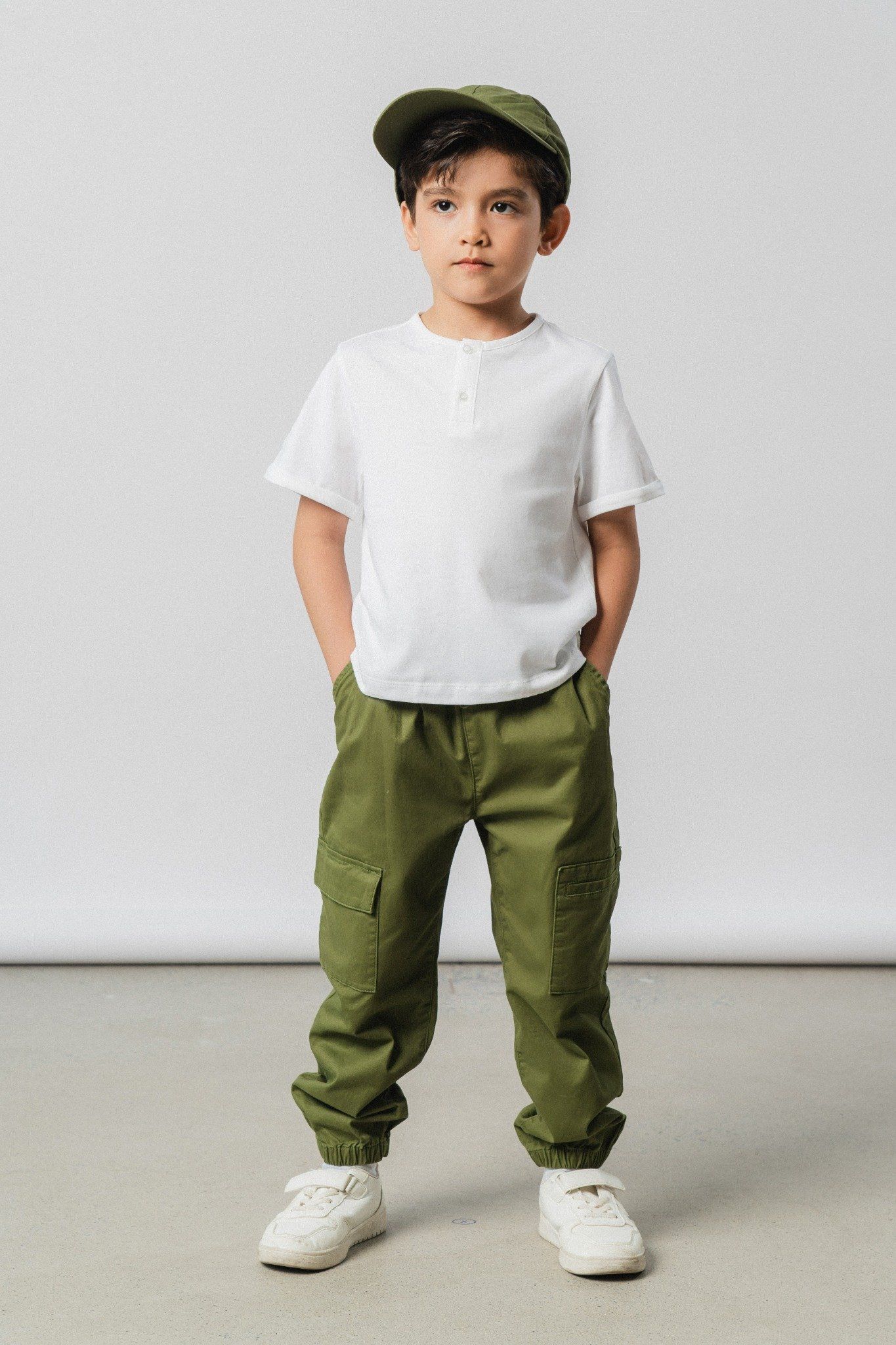  Quần jogger trẻ em túi hộp vải twill 