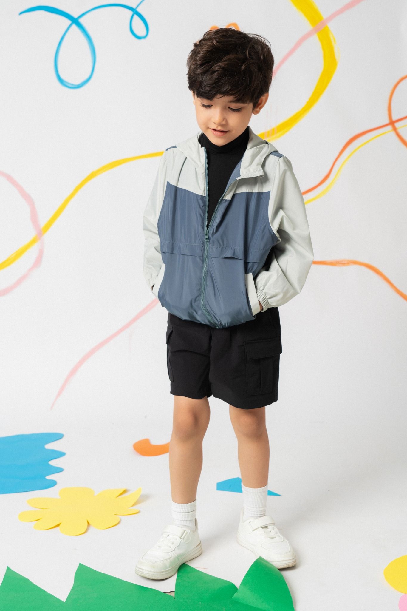  Quần shorts túi hộp bé trai vải gió 