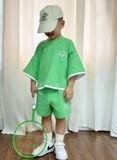  Bộ quần áo cotton bé trai phối vạt in họa tiết Tennis 