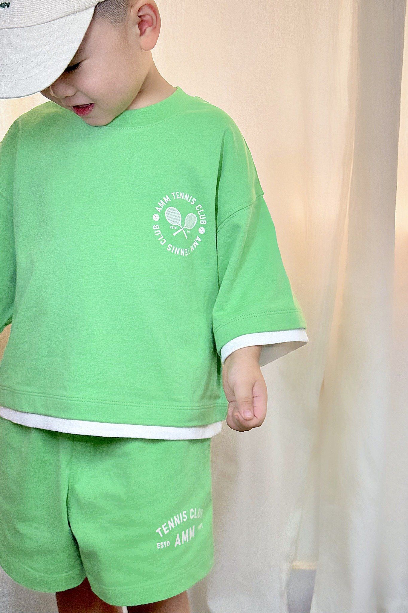  Bộ quần áo cotton bé trai phối vạt in họa tiết Tennis 