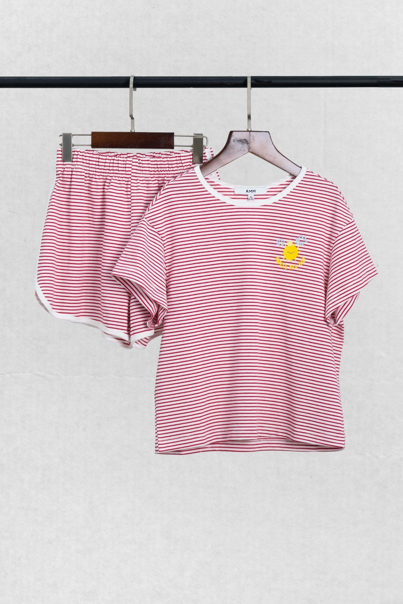  Bộ quần áo Unisex Kids vải single họa tiết kẻ 