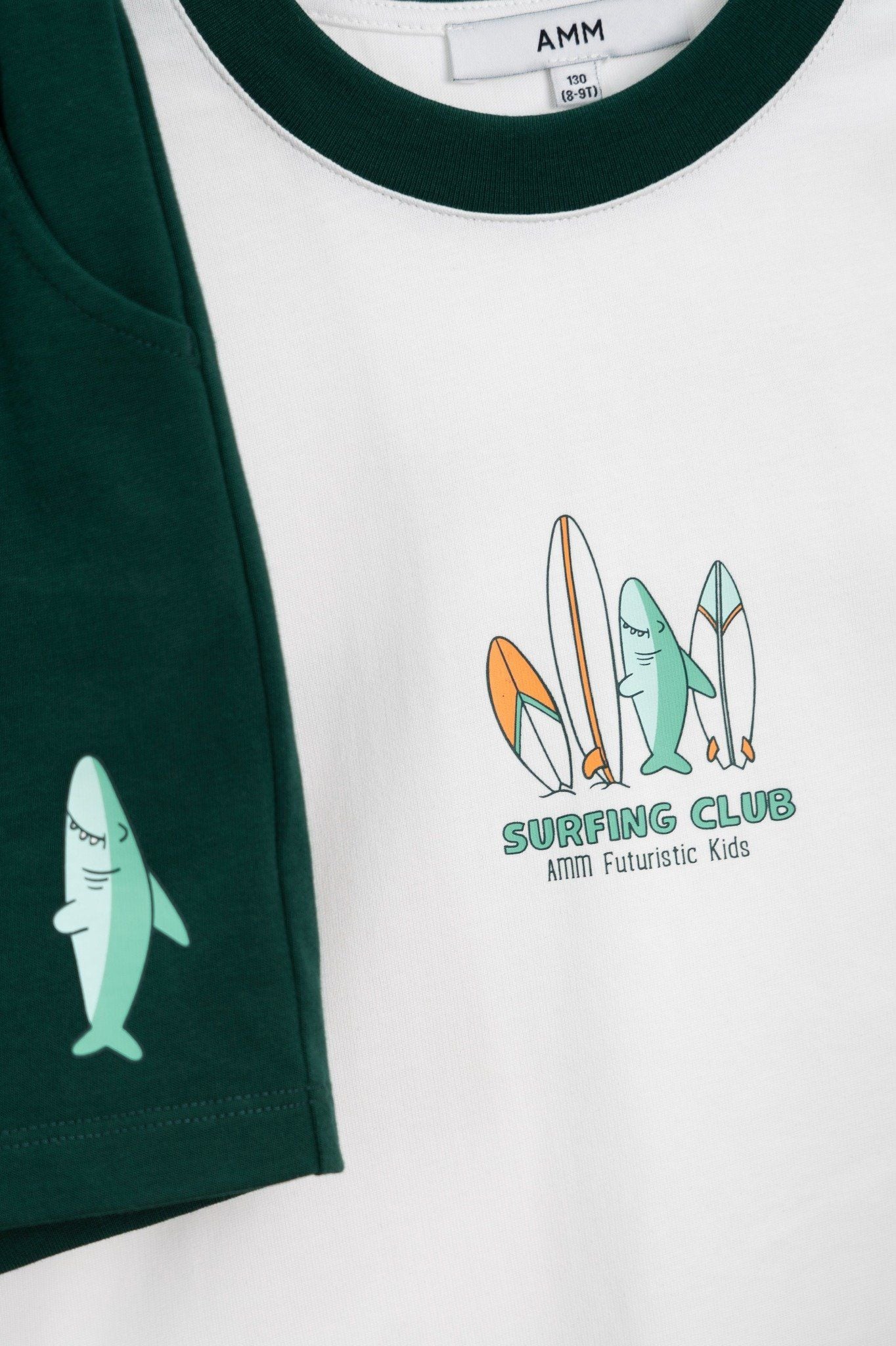  Bộ quần áo Bé Trai phối tay in họa tiết Cá mập 