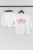  Bộ quần áo Bé Gái in họa tiết Smile All Day vải single 