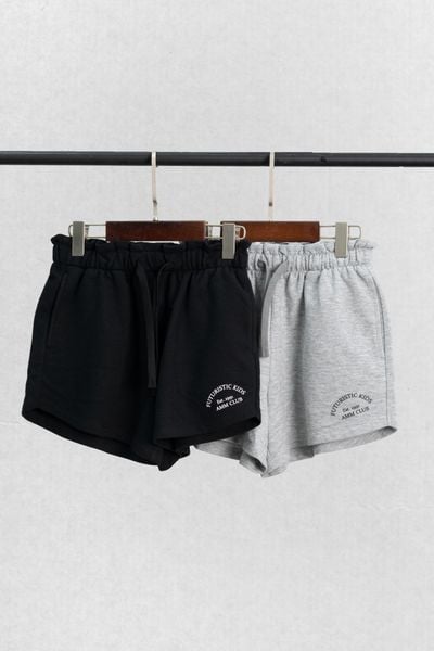  Quần short bé gái cạp dún vải nỉ da cá 