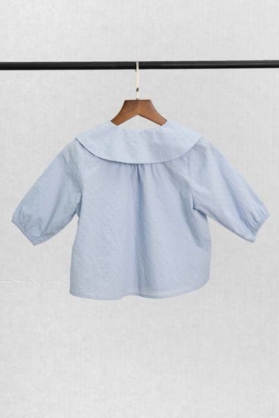  Áo kiểu Bé Gái tay phồng nơ trang trí vải họa tiết 