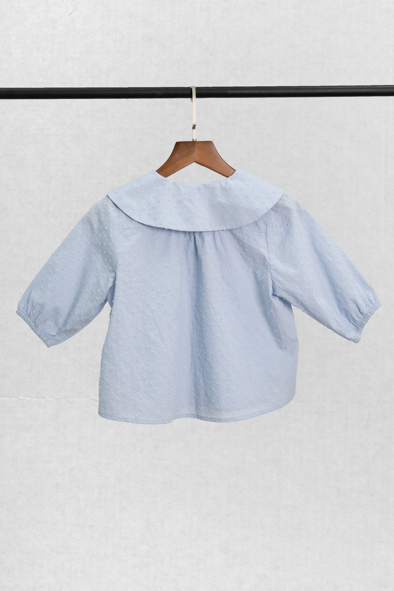  Áo kiểu Bé Gái tay phồng nơ trang trí vải họa tiết 