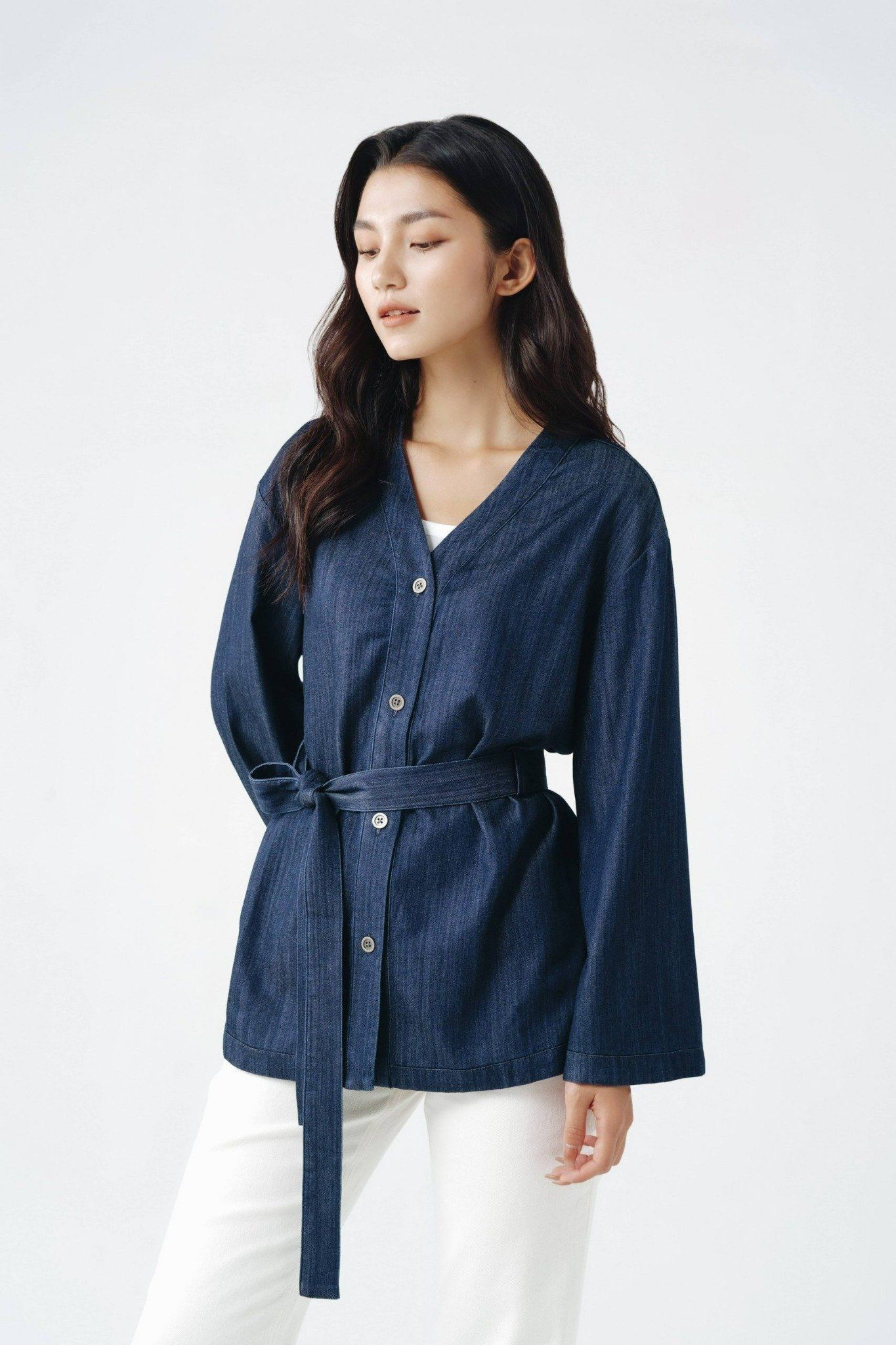  Áo denim nữ dáng kimono 