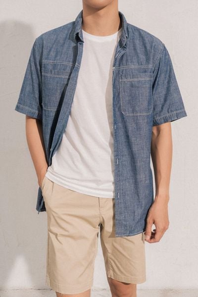  Quần shorts nam vải khaki dáng ôm 