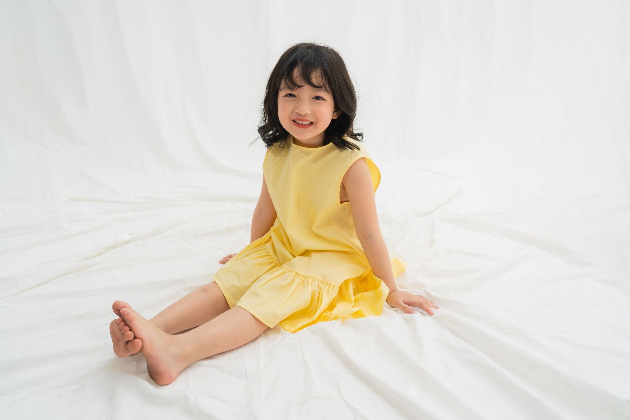  Đầm bé gái poplin không tay kiểu peplum 