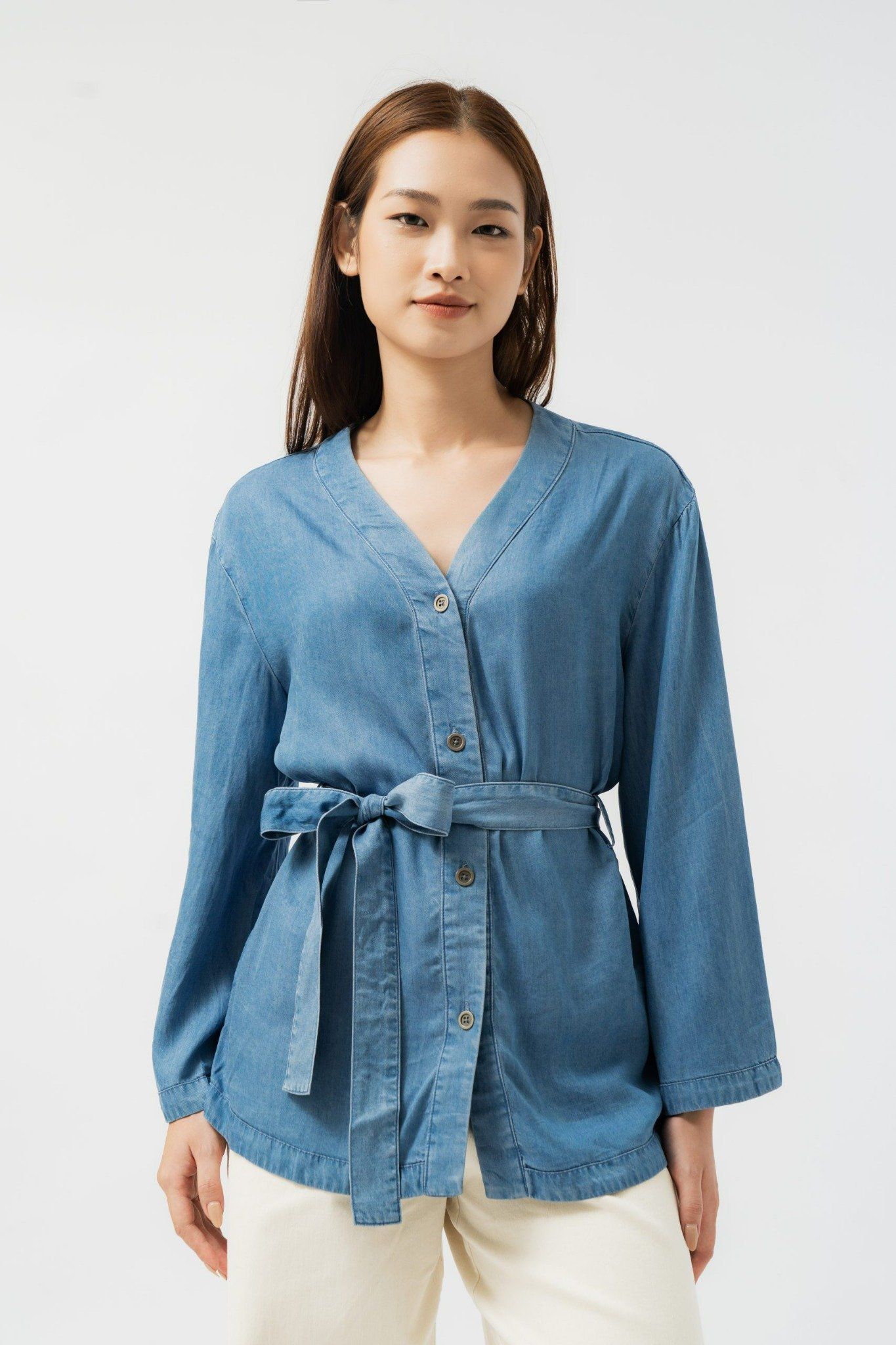  Áo denim nữ dáng kimono 