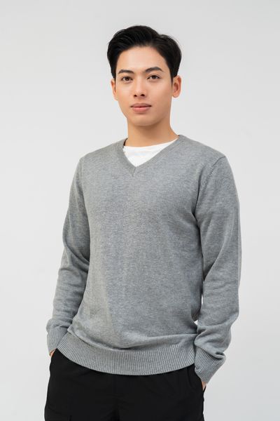  Áo dệt len nam cổ tim 