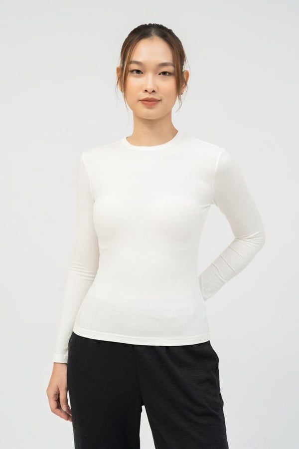  Áo nữ dài tay vải rib 