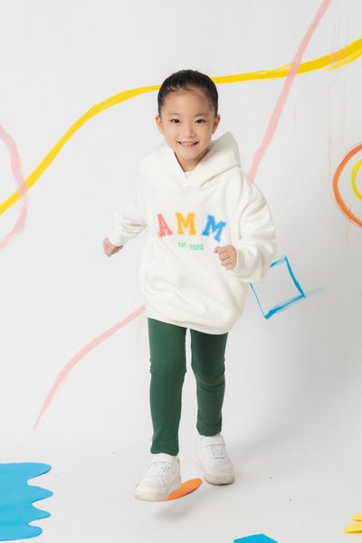  Áo nỉ chui đầu có mũ unisex trẻ em in logo AMM 