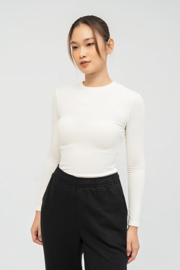  Áo nữ dài tay vải rib 