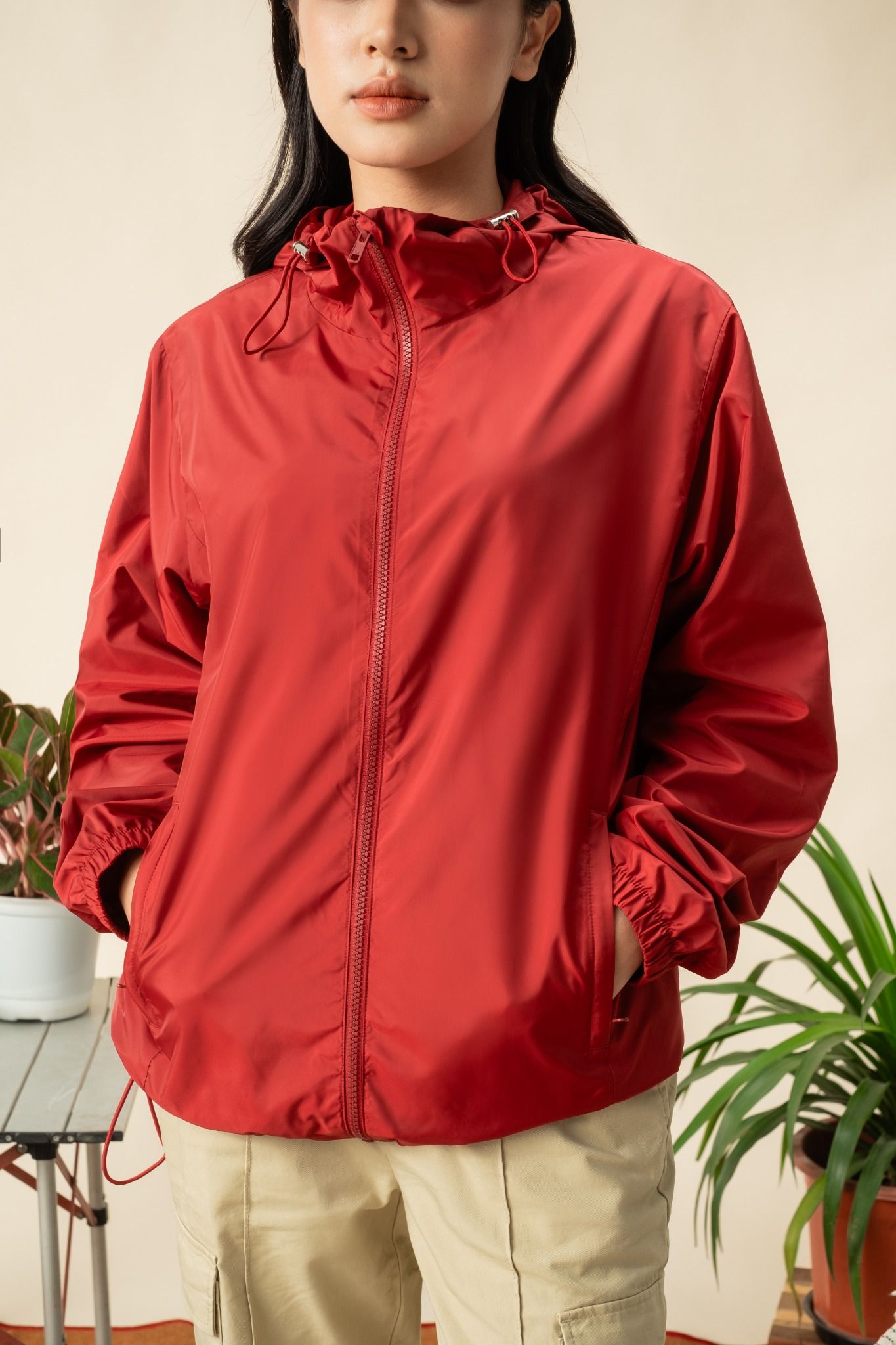  Áo khoác gió hai lớp unisex có mũ 