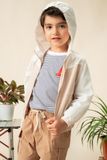  Áo khoác gió hai lớp unisex trẻ em phối màu có mũ 