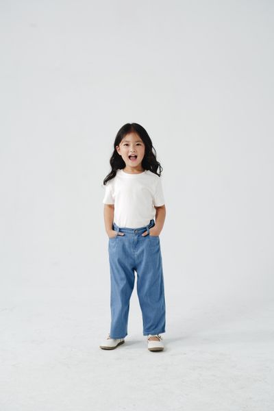  Quần culotte denim bé gái xếp ly 