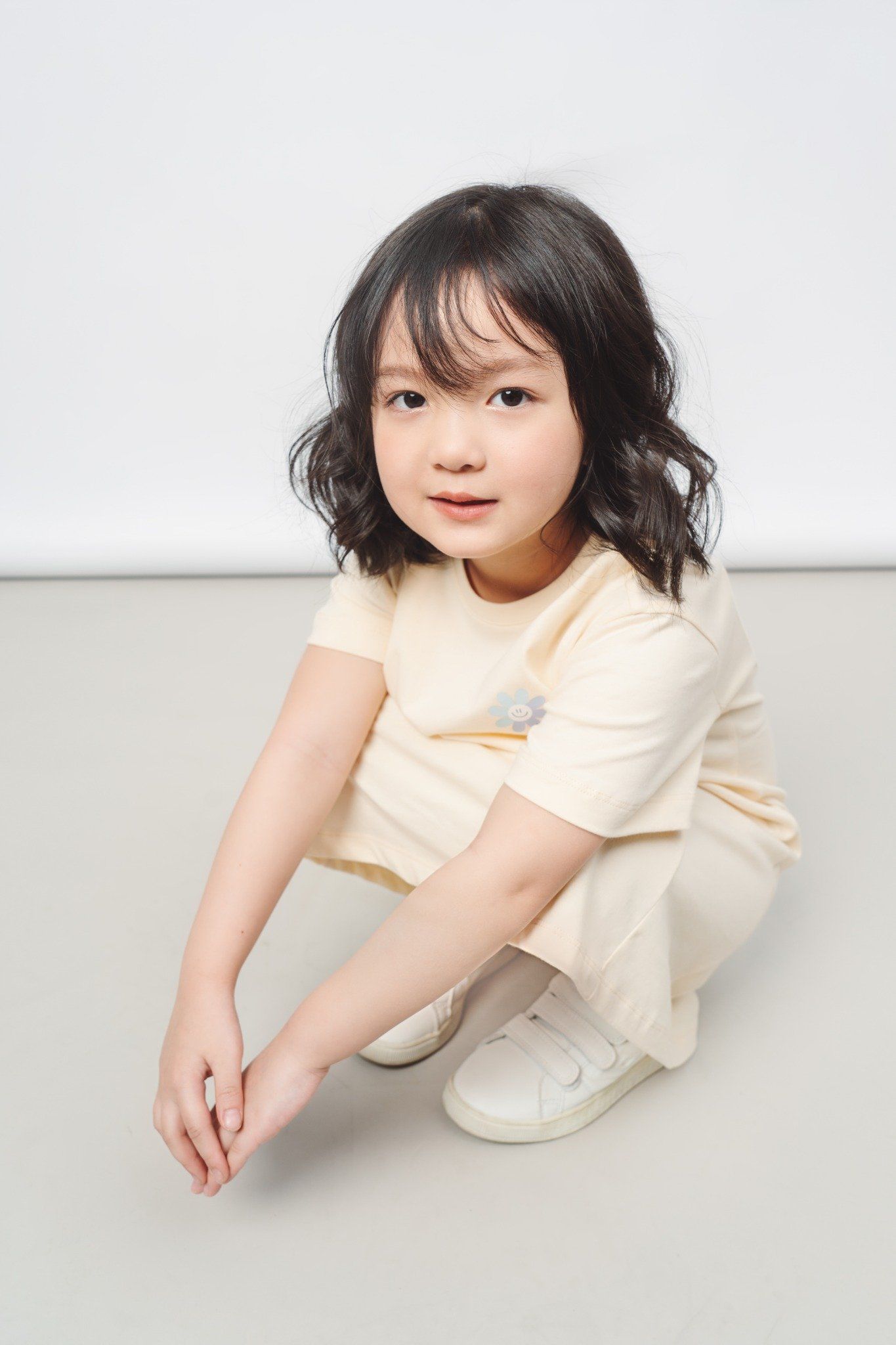  Váy bé gái dáng xoè vải cotton hữu cơ in hoa 