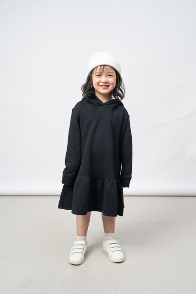  Váy bé gái nhún bèo có mũ vải nỉ 