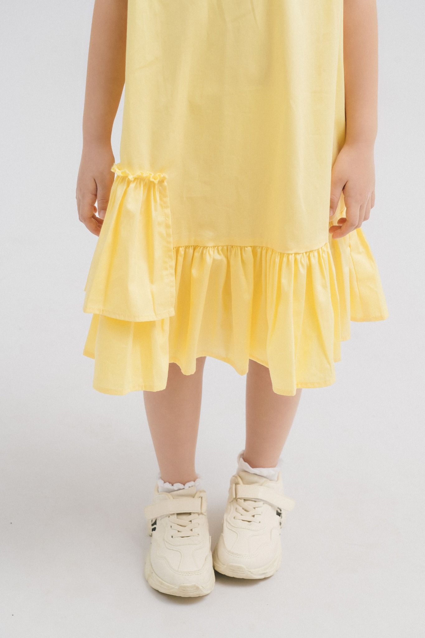  Đầm bé gái poplin không tay kiểu peplum 