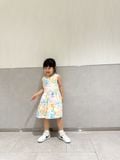  Đầm thun sát nách bé gái in hoạ tiết 